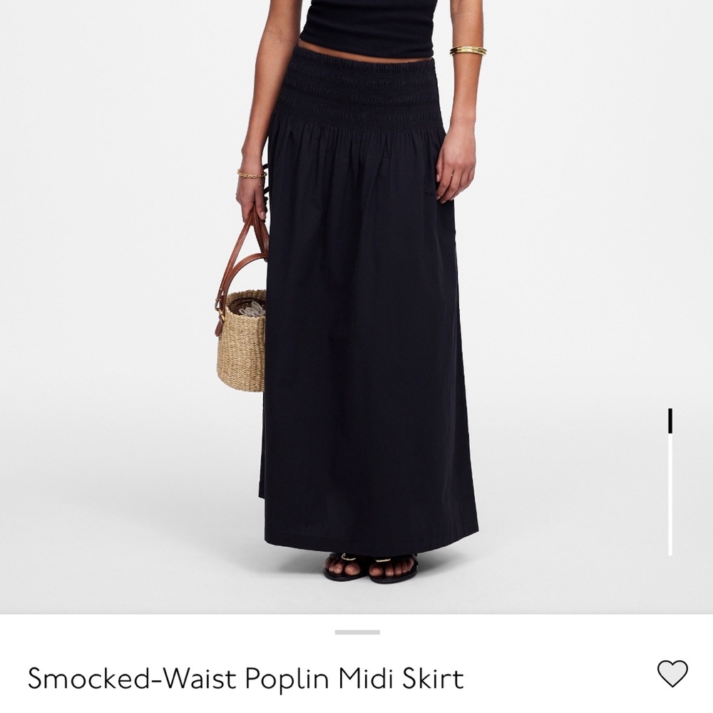 Madewell Poplin Smocked Waist Midi Skirt